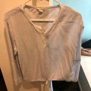 Button Up Blouse with Tie in front